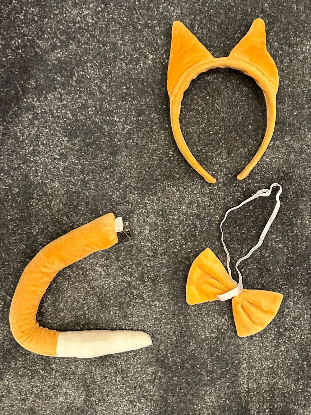 Orange Fox Costume Accessories Set - Headband, Tail & Bow for kid’s and adult’s